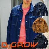 DGROW キャンバス地 長袖ジャンパー KURODARUMA インディゴのみデニム メンズ レディース アウター デニム 秋 冬 おしゃれ 作業服 作業着 ワークウェア ブルゾン 秋冬商品 耐久性抜