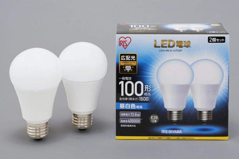 アイリスオーヤマ LED電球 E26 広配光2P昼白色100形(1600lm) LDA14N-G-10T52P - 0501-4967576300360-ds -お取り寄せ品-【キャンセル不可・北海道沖縄離島配送不可】