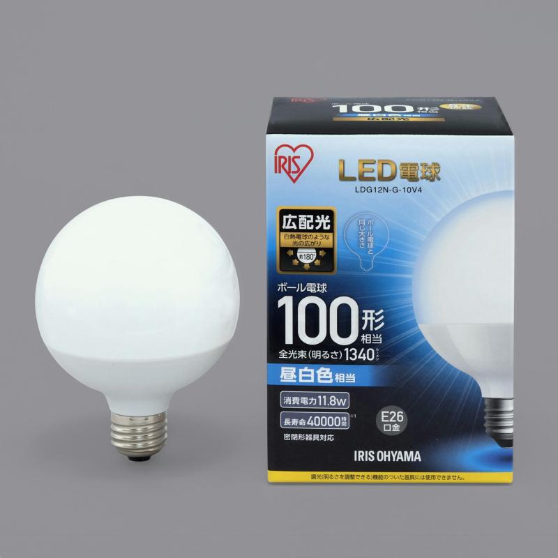 アイリスオーヤマ LED電球 E26 ボール球 昼白色100形(1340lm) LDG12N-G-10V4 - 0501-4967576300421-ds -お取り寄せ品-【キャンセル不可・北海道沖縄離島配送不可】