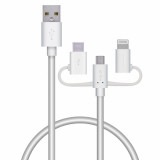 ELECOM ���쥳�� MPA-AMBLCAD03WH ���ώ��Ď̎�����USB�����̎ގ� 3in1 microUSB+Type-C+Lightning 0.3m �Ύ܎��� �ڥ���󥻥��Բġ��̳�ƻ����Υ�������Բġ�