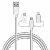 ELECOM ���쥳�� MPA-AMBLCAD12WH ���ώ��Ď̎�����USB�����̎ގ� 3in1 microUSB+Type-C+Lightning 1.2m �Ύ܎��� �ڥ���󥻥��Բġ��̳�ƻ����Υ�������Բġ�