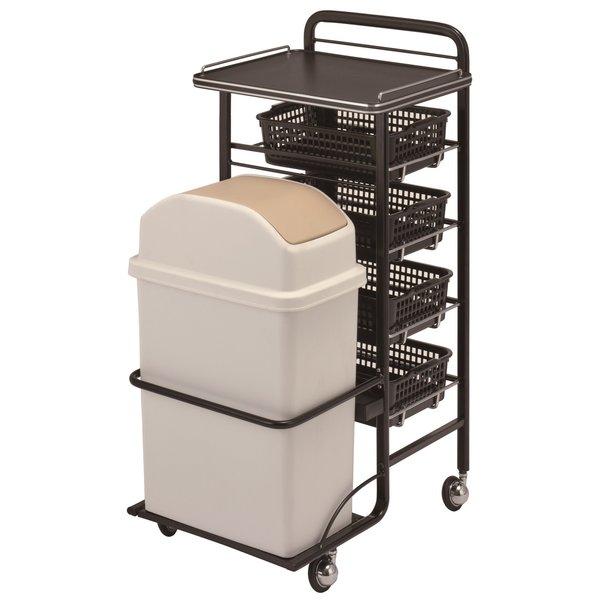 西村製作所 C−372ダストボックス付きワゴン ブラック 【メーカー直送のため代引・日時指定・北海道沖縄離島配送不可】