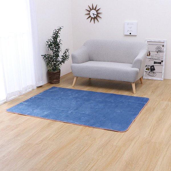 ラグ カーペット ホットカバー対応 無地 シンプル 洗濯可能 ブルー 約2畳 約185×185cm -お取り寄せ品- 【メーカー直送のため代引・日時指定・北海道沖縄離島不可】