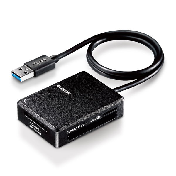 ELECOM ���쥳�� MR3-C402BK �����ɥ꡼���� USB3.0 Ķ��® ��SD+microSD+MS+CF�б��� �����֥�50cm�� USB-A �֥�å��ڥ���󥻥��Բġ��̳�ƻ����Υ�������Բġ�