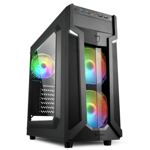 Sharkoon ケース SHA-VG6-W RGB 黒 Mini-ITX, Micro-ATX, ATX【キャンセル不可・北海道沖縄離島配送不可】