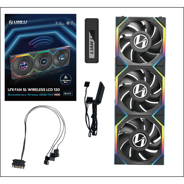 4718466016812 LIAN LI ワイヤレス ARGBファン UF-SL120-LCD-WLS-3B