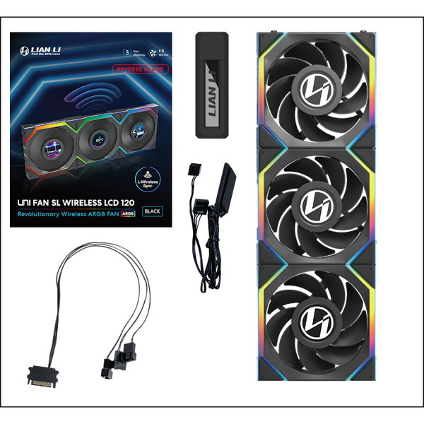 4718466016836 LIAN LI ワイヤレス ARGBファン UF-RS-SL120-LCD-WLS-3B