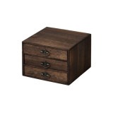 クロシオ 焼桐 小引出し3段 64851 【代引・日時指定・キャンセル不可・北海道沖縄離島配送不可】 -お取り寄せ-