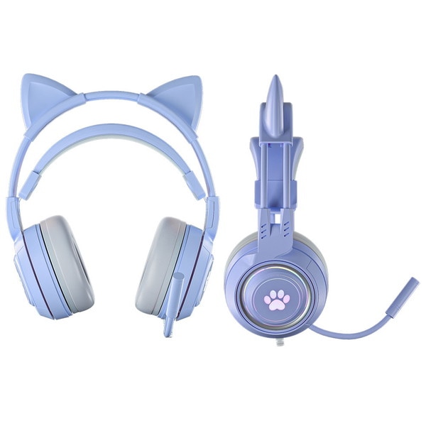 AREA 猫耳ヘッドフォン パープル MS-MIMI01-PU 猫耳着脱/音量調整/マイクミュート可能 RGB発光 エアリア 【キャンセル不可・北海道沖縄離島配送不可】 -お取り寄せ-