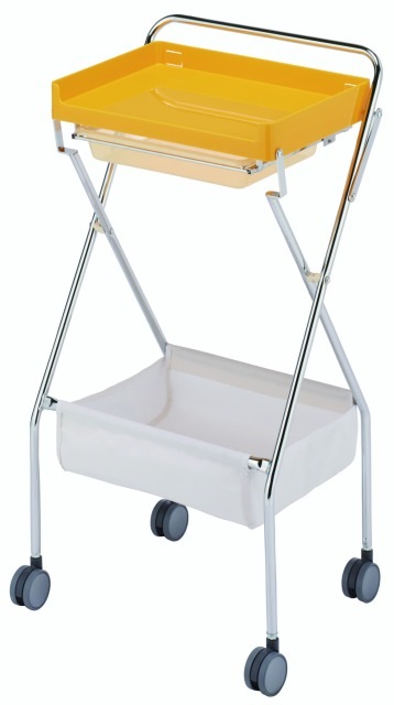 C-95 折りたたみワゴン　イエロー　キャスター付き　｜　サロンワゴン　｜　メーカー直送品 納期要確認 / キャンセル・返品不可商品　｜　RB 4993083179557 西村製作所 折りたたみワゴン C-95 イエロー 【メーカー