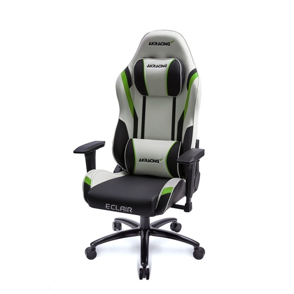 AKRacing ゲーミングチェア Eclair グリーン AKR-ECLAIR-GREEN コンパクト設計 大判ヘッドレスト ホワイト基調 【代引・日時指定・キャンセル不可・北海道沖縄離島配送不可】 -お取り寄せ-