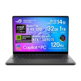 ASUS ゲーミングノートパソコン ROG Zephyrus G14 GA403WR GA403WR-AI9R5070TIG 14インチ 2,880×1,800 120Hz 有機EL グレア Ryzen AI 9 HX 370 GeForce RTX 5070Ti Laptop メモリ:32GB SSD:1TB Windows 11 Home 64bit ノートPC