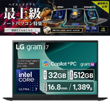 ��¨Ǽ��LG���쥯�ȥ��˥��� �Ρ��ȥѥ����� LG gram 17 17Z90TL-GU85J ����1,389g 17����� 2560��1600 Core Ultra 7 258V ����:32GB SSD:512GB Windows 11 Home ���֥��ǥ�����֥�å� ���ܸ쥭���ܡ���