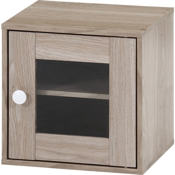 不二貿易 キューブボックス ガラス扉 アッシュグレー 商品コード 43902 【代引･日時指定･キャンセル不可･北海道沖縄離島配送不可】  -お取リ寄せ-