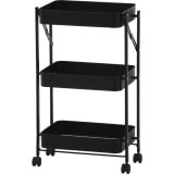 不二貿易 組立て楽な折畳めるワゴン スパーク ブラック 商品コード 50615 【代引・日時指定・キャンセル不可・北海道沖縄離島配送不可】 -お取リ寄せ-