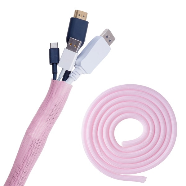 Pixio ケーブルカバー 3m パステルピンク とりつけ簡単 すっきり整頓 ほこりブロック ペットの噛傷防止 断熱 放熱 【キャンセル不可・北海道沖縄離島配送不可】