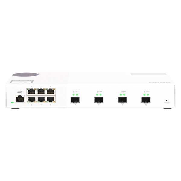 QNAP マネージドスイッチ QSW-M2106-4S 4 x 10GbE SFP+ および 6 X 2.5GbE Layer 2 ポート数：6 スイッチングファブリック：110 Gbps 電源内蔵【お取り寄せ商品です/納期都度対応】