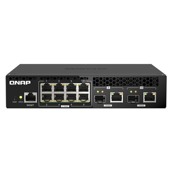 QNAP マネージドスイッチ QSW-M2108R-2C ハーフ幅ラックマウント エントリーレベル10GbEおよび2.5GbE Layer 2 ポート数：8+2 スイッチングファブリック：80 Gbps 電源内蔵【お取り寄せ商品です/納期都度対応】