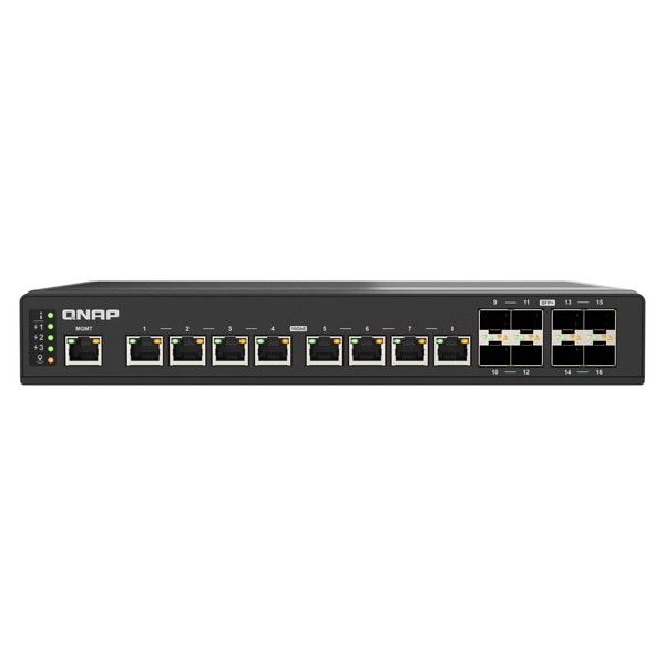 QNAP 高速スイッチ QSW-IM3216-8S8T フル10GbE 対応 10GbE SFP + / 10GbE RJ45 ポート数 ： 8+8 電圧冗長電源 搭載 DC 9-54V【お取り寄せ商品です/納期都度対応】