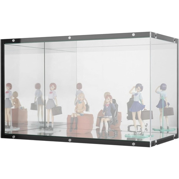 Bauhutte ピラーレスフィギュアケース BHS-50C-BK 背面4面ミラー 卓上 ディスプレイケース マグネット開閉 幅50×奥行25×高さ31cm バウヒュッテ【代引・日時指定・キャンセル不可・北海道沖縄離島配送不可】 -メーカー直送- ※メーカー在庫潤沢
