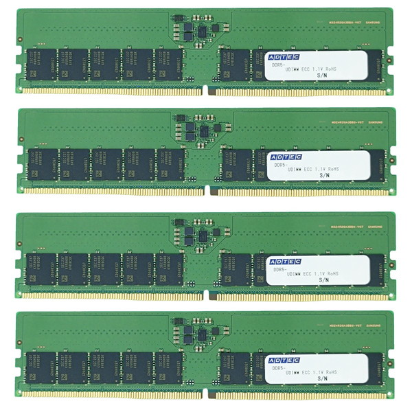 4946516103742 ADTEC DDR5-5600 UDIMM ECC 32GB (2Rx8)×4枚組 ADS5600D