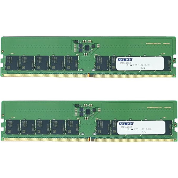 4946516100543 ADTEC DDR5-4800 UDIMM ECC 16GB (1Rx8)×2枚組 ADS4800D