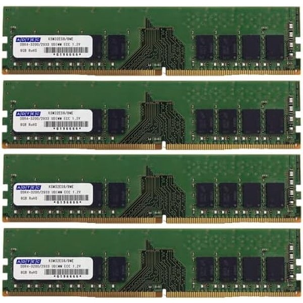 4946516092343 ADTEC DDR4-2933 UDIMM ECC 8GB (1Rx8)×4枚組 ADS2933D