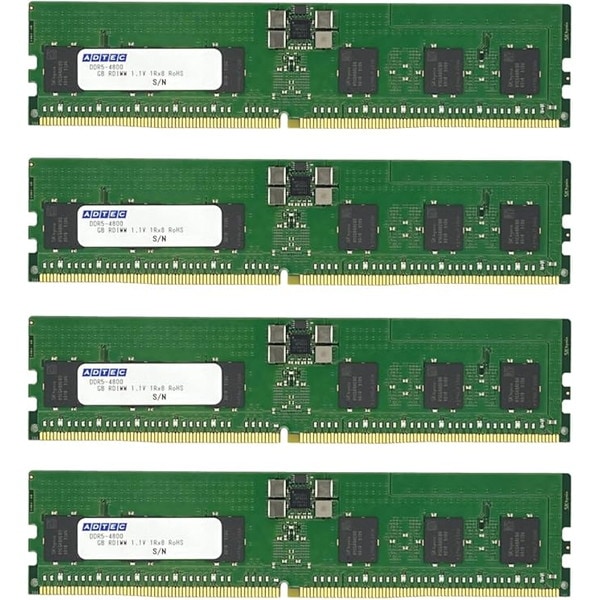 4946516101298 ADTEC DDR5-4800 RDIMM 80bit 64GB(2Rx4)×4枚組