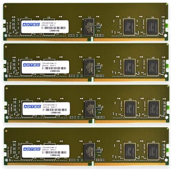 【未使用】ADTEC DDR4-2666 16GB 2枚計32GB 4946516086496 ADTEC DDR4-2666 RDIMM 32GB (2Rx4)×4枚組 ADS2666D