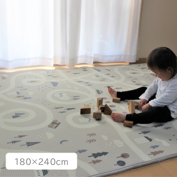 イケヒコ キッズプレイマット 180x240cm リバーシブル よぞら マップ 大判 厚み：1cm 1300381018601 【代引き不可】【北海道沖縄離島は配送不可】-お取り寄せ品- 