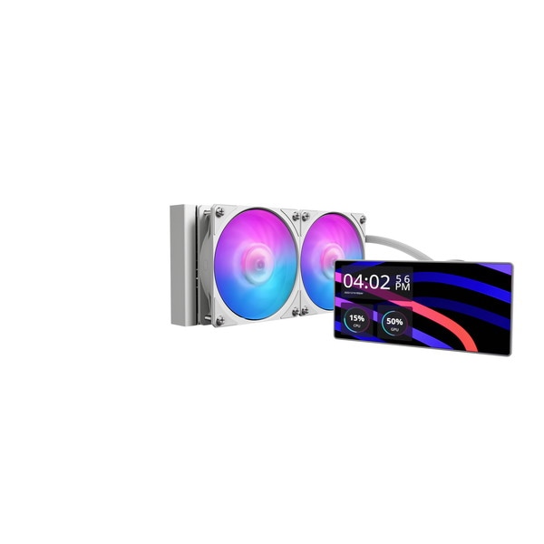 CoolerMaster 水冷CPUクーラー MLW-D24M-A24PA-LW (MasterLiquid Core LCD240 WH ARGB) ホワイト 240mmラジエーター 液晶ディスプレイ搭載【キャンセル不可・北海道沖縄離島配送不可】