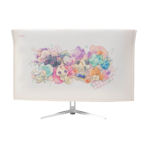 【10月15日発売予定】Pixio モニターカバー 喫茶店ねこ Kurone描き下ろし PXMC006-O モニター保護 最大27インチ対応 かわいい カバー ピクシオ【キャンセル不可・北海道沖縄離島配送不可】