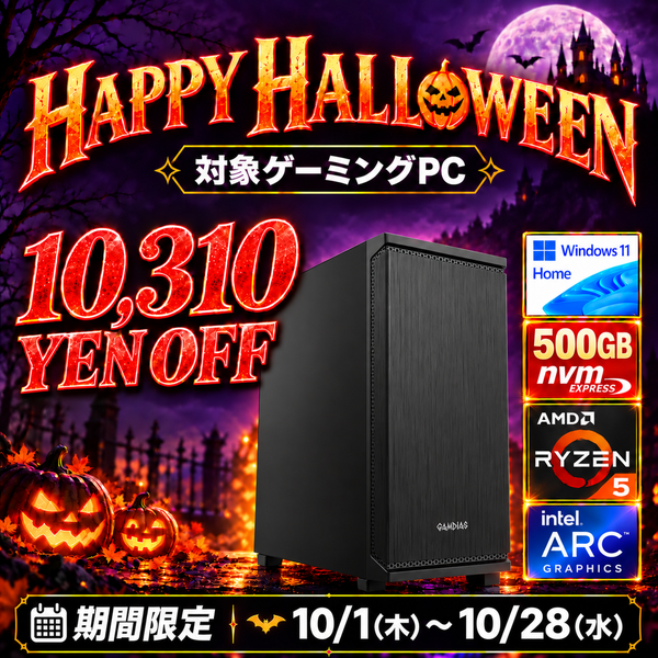 -10月末より出荷開始-【intel Arc B570 10GB】(Ryzen5 5500GT/メモリ:DDR4 16GB(16GBx1)/SSD:500GB M.2 Gen4/HDD:-/電源:550W 80PLUS GOLD/グラボ:Arc B570 10GB /Win11Home) Katamen-452689 増設可能 BTOパソコン MARS E3※Web限定