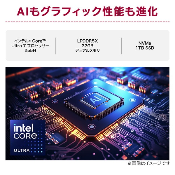 LGエレクトロニクス ノートパソコン LG gram Pro 17 17Z90TP-GD88J 薄型13.2mm 軽量1,369g 17インチ 2560×1600 Core Ultra 7 255H メモリ:32GB SSD:1TB Windows 11 Home オブシディアンブラック 英語キーボード