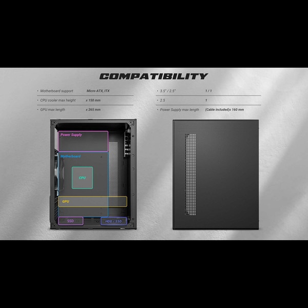 Antec PCケース ST20M コンパクト静音型 ミニタワー PCケース 高コスパ 265mmグラボ対応 CPU高150mm リアファン搭載【キャンセル不可・北海道沖縄離島配送不可】