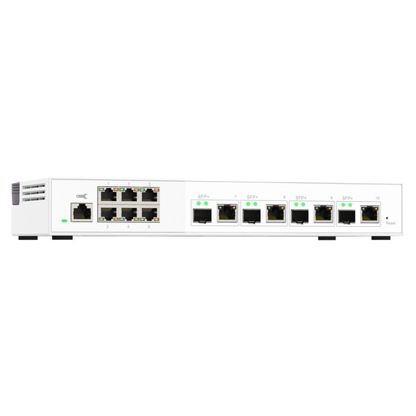 QNAP マネージドスイッチ QSW-M2106-4C 4 x 10GbE SFP+/RJ45コンボポート / 6 x 2.5 Gigabitポート Layer 2 Webマネージドスイッチ ポート数:6+4 スイッチングファブリック:110 Gbps 電源内蔵 【お取り寄せ商品です/納期都度対応】