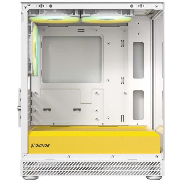 Okinos �ԥ顼�쥹PC������ Aqua UNO Yolk (White/Yellow) �ߥ˥�� 120 mm ARGB�ե���3��ɸ�����/ ����ե��å��ܡ�������Ÿ��� ���������/ ����309 mm�ޤ� ��ĥ�����ɥ��ڡ�������/ �ۥ磻�ȥ������� �ڥ���󥻥��Բġ��̳�ƻ����Υ�������Բġ�