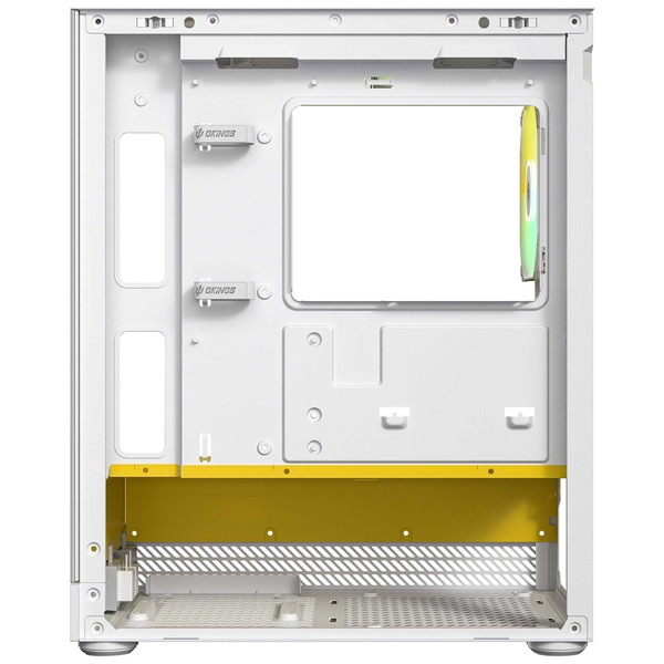 Okinos �ԥ顼�쥹PC������ Aqua UNO Yolk (White/Yellow) �ߥ˥�� 120 mm ARGB�ե���3��ɸ�����/ ����ե��å��ܡ�������Ÿ��� ���������/ ����309 mm�ޤ� ��ĥ�����ɥ��ڡ�������/ �ۥ磻�ȥ������� �ڥ���󥻥��Բġ��̳�ƻ����Υ�������Բġ�