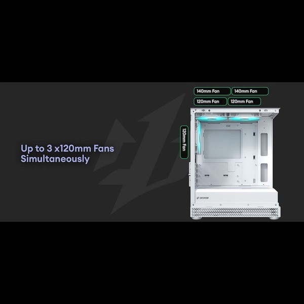 Okinos �ԥ顼�쥹PC������ Aqua UNO Yolk (White/Yellow) �ߥ˥�� 120 mm ARGB�ե���3��ɸ�����/ ����ե��å��ܡ�������Ÿ��� ���������/ ����309 mm�ޤ� ��ĥ�����ɥ��ڡ�������/ �ۥ磻�ȥ������� �ڥ���󥻥��Բġ��̳�ƻ����Υ�������Բġ�