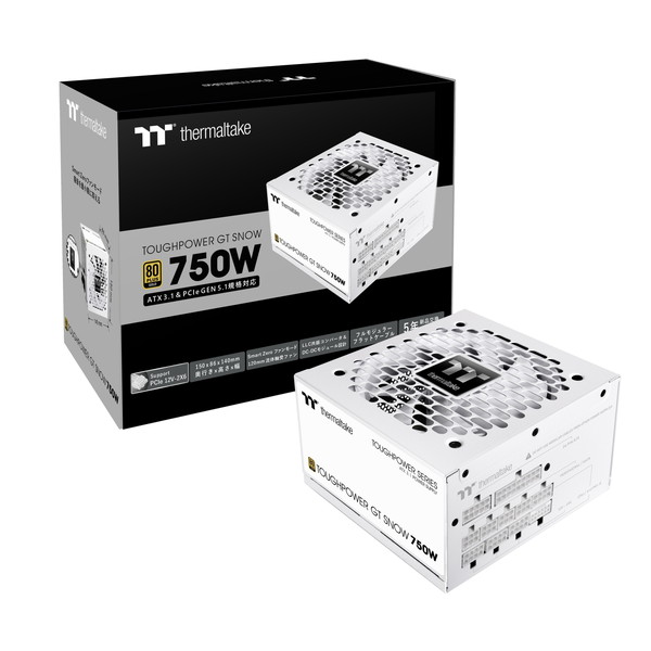 Thermaltake サーマルテイク TOUGHPOWER GT/0750W ATX3.1 Snow PS-TPT-0750FNFAGJ-W 電源ユニット ホワイト 750W ATX 3.1 80PLUS GOLD認定 PCI Express 5.1対応 【キャンセル不可・北海道沖縄離島配送不可】 -お取り寄せ-