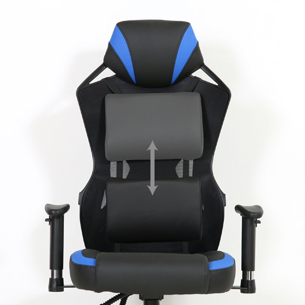 不二貿易 メッシュゲーミングチェア レイズ BL YF922CW 商品コード19428【代引・日時指定・キャンセル不可・北海道沖縄離島配送不可】 -お取リ寄せ-