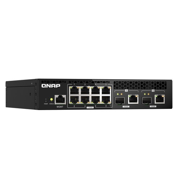 QNAP マネージドスイッチ QSW-M2108R-2C ハーフ幅ラックマウント エントリーレベル10GbEおよび2.5GbE Layer 2 ポート数:8+2 スイッチングファブリック:80 Gbps 電源内蔵【お取り寄せ商品です/納期都度対応】