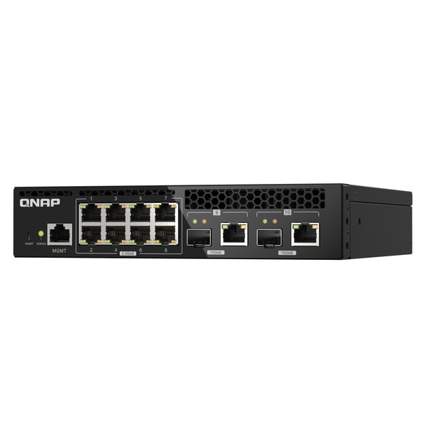 QNAP マネージドスイッチ QSW-M2108R-2C ハーフ幅ラックマウント エントリーレベル10GbEおよび2.5GbE Layer 2 ポート数:8+2 スイッチングファブリック:80 Gbps 電源内蔵【お取り寄せ商品です/納期都度対応】