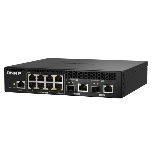 QNAP マネージドスイッチ QSW-M2108R-2C ハーフ幅ラックマウント エントリーレベル10GbEおよび2.5GbE Layer 2 ポート数:8+2 スイッチングファブリック:80 Gbps 電源内蔵【お取り寄せ商品です/納期都度対応】