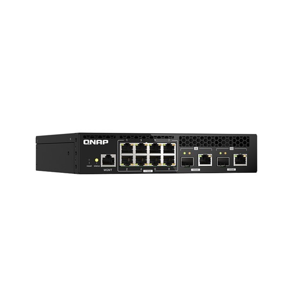 QNAP マネージドスイッチ QSW-M2108R-2C ハーフ幅ラックマウント エントリーレベル10GbEおよび2.5GbE Layer 2 ポート数:8+2 スイッチングファブリック:80 Gbps 電源内蔵【お取り寄せ商品です/納期都度対応】