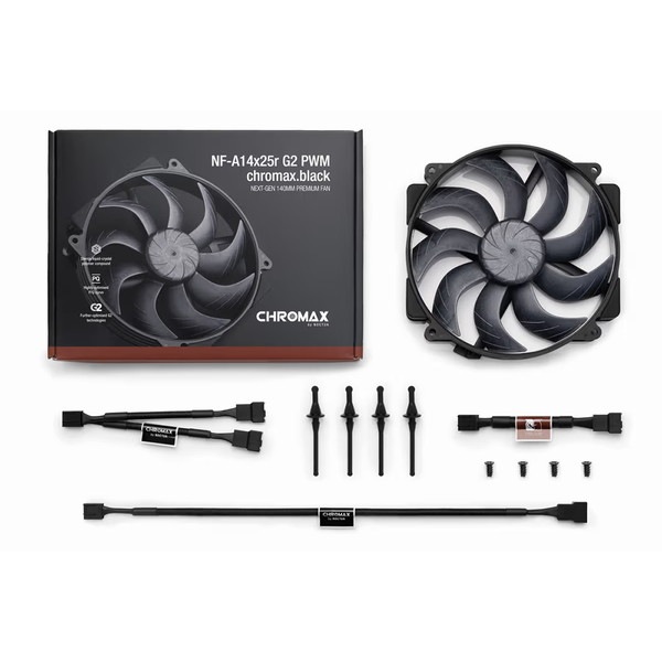 Noctua �ե��� NF-A14x25R-G2-PWM-CH-BK �ݷ��ե졼�� �֥�å� 140mm �ץ�ߥ����ʼ��Ų�PC Fan 4-Pin��³ �ڥ���󥻥��Բġ��̳�ƻ����Υ�������Բġ� -������-