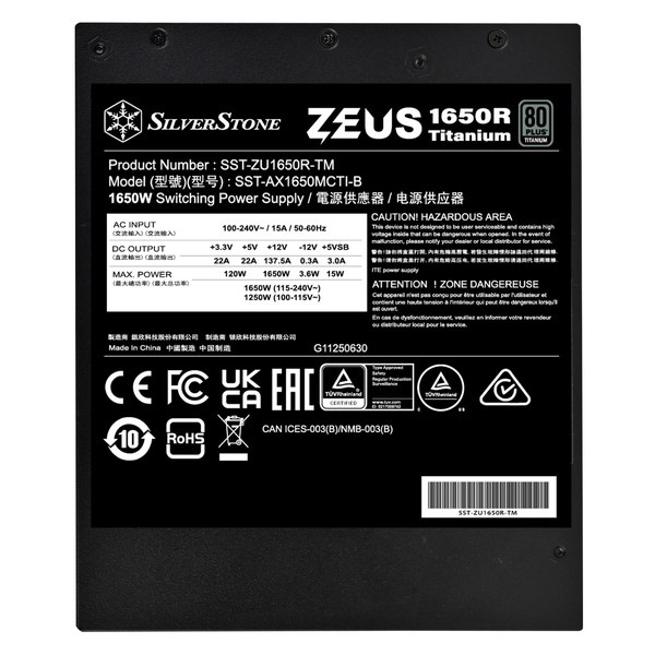 Silverstone PC�Ÿ� ZEUS 1650R Titanium SST-ZU1650R-TM 80 PLUS Titaniumǧ�� 1650W ATX 3.1 & PCIe 5 �ե�⥸��顼 ATX�Ÿ� ��������������ꡦ����󥻥��Բġ��̳�ƻ����Υ�������Բġ�