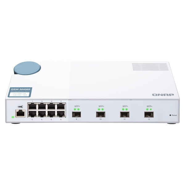 QNAP マネージドスイッチ QSW-M408S SMBのネットワークデプロイ用 エントリーレベルの10GbE L2 Webマネージドスイッチ 4 x 10GbE SFP+ / 8 x ギガビットイーサネットポート 【お取り寄せ商品です/納期都度対応】