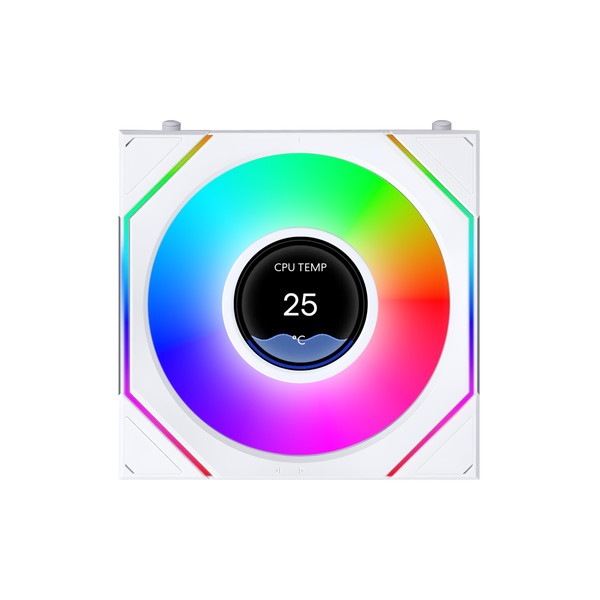 Lian Li �������ե��� 12SLIND1F1W (UNI FAN SL INF LCD FLEX 120 White ) ����ե��˥ƥ��ߥ顼 �վ��ǥ����ץ쥤 �ۥ磻�� ñ�ʡڥ���󥻥��Բġ��̳�ƻ����Υ�������Բġ�