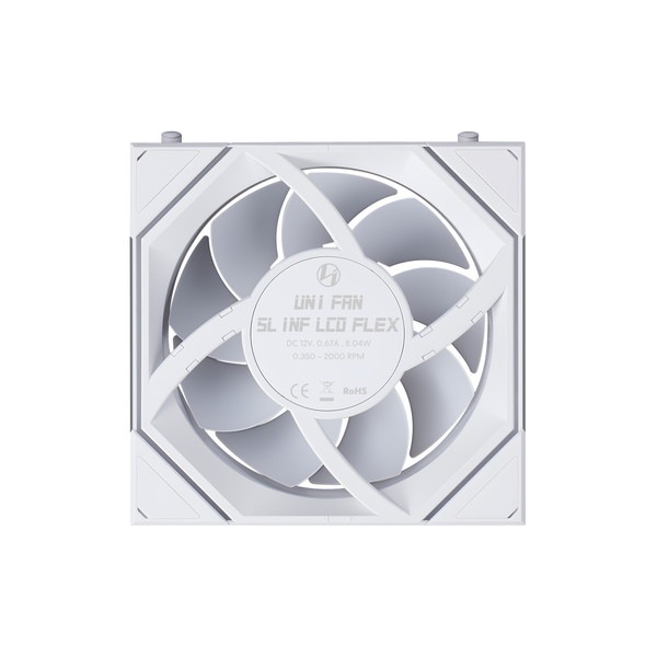 Lian Li �������ե��� 12SLIND1F1W (UNI FAN SL INF LCD FLEX 120 White ) ����ե��˥ƥ��ߥ顼 �վ��ǥ����ץ쥤 �ۥ磻�� ñ�ʡڥ���󥻥��Բġ��̳�ƻ����Υ�������Բġ�